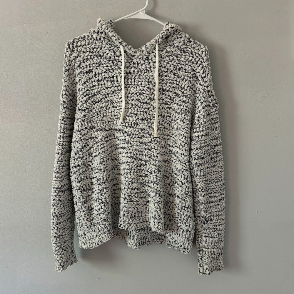 Fuzzy Black and White Hoodie